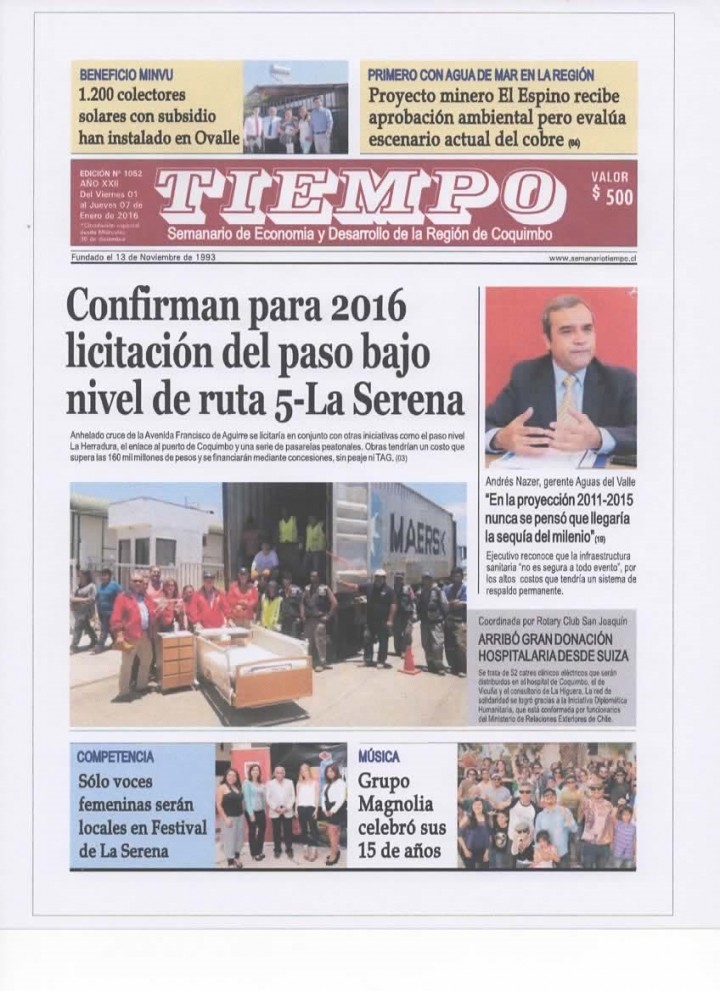 Portada Semanario Tiempo